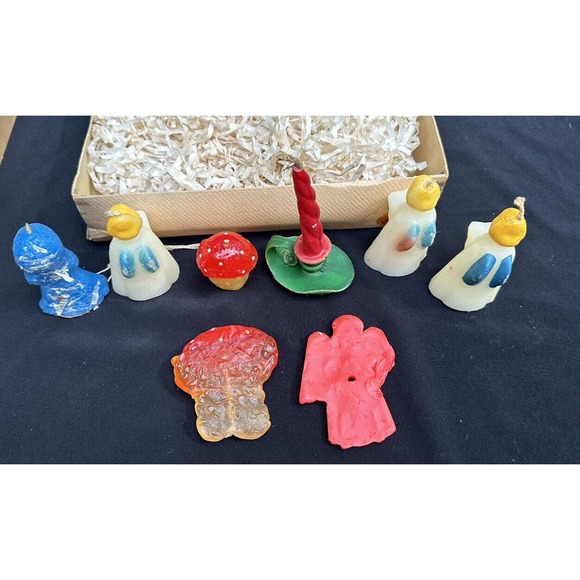 Vintage Christmas CANDLE LOT GURLEY TAVERN Mushroom FIGURE Cute! In Box 6C - Picture 9 of 12
